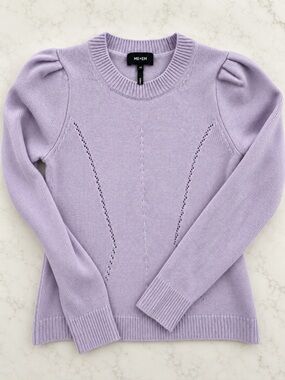 ME+EM 100% Cashmere Lilac Puff Sleeve Sweater XS